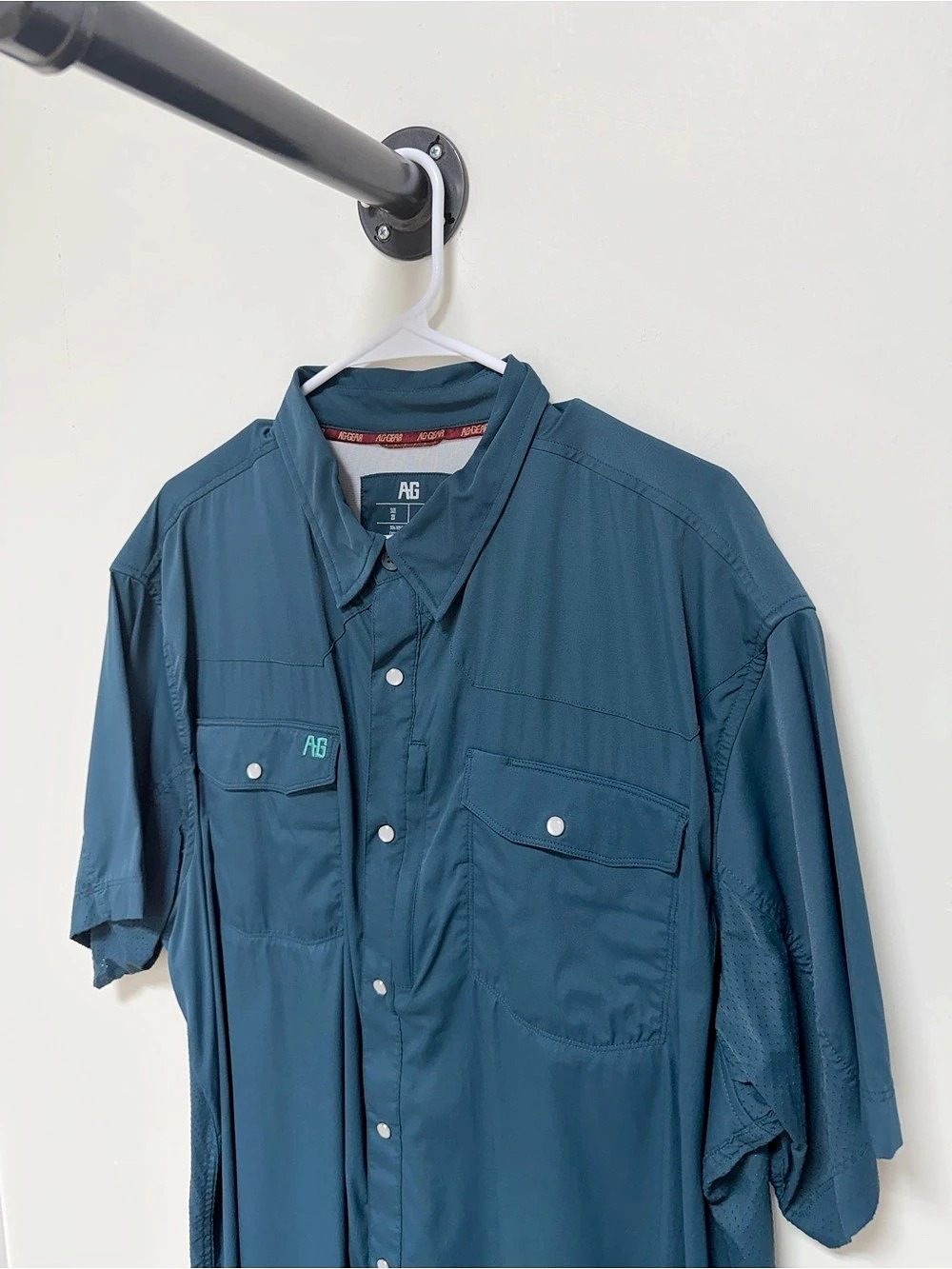 AG Gear Men’s 2XL Performance Fishing Shirt Teal Short Sleeve